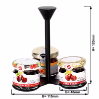 (12 pcs) Jam Etagere / Buffet Stand - Powder-coated stainless steel - Black - Height: 120mm - with 3 shelves