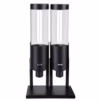 Commercial Cereal Dispenser - double - Ø120mm - Lever Dispense - Stainless Steel Stand - Black