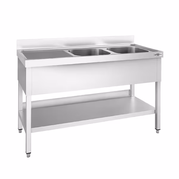 Sudoper PREMIUM - 1400x700 mm - s donjom policom - s 2 koritima - korito desno - inox