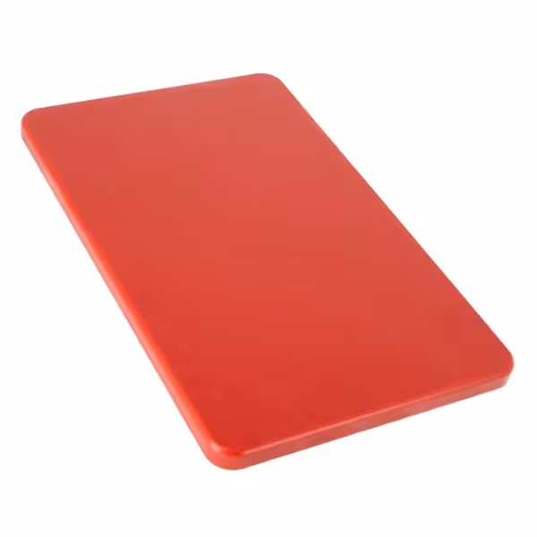 Griešanas dēlis - 600x400 mm - Biezums: 20 mm - HACCP atbilstošs - PE500 (HDPE) polietilēns - Sarkans - Var mazgāt trauku mazgājamā mašīnā - Neslīdošs