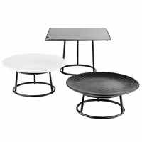 Açık Büfe Teşhir Standı - MULTI ROUND - Metal, PVC - Siyah - 180x180x180mm