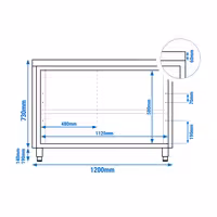 خزانة عمل ستانلس ستيل KOPENHAGEN ECO - 1200x600mm - أبواب منزلقة