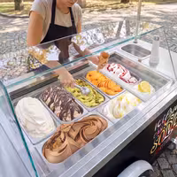 Ice Cream Cart - 1570mm - with sink - for 7 x 5 litres Napoli pans
