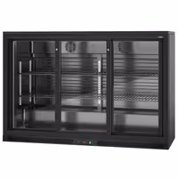 Barski hladnjak - 1350 mm - 320 l - s 3 klizna staklena vrata - crna izvana i iznutra