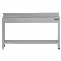 Commercial Stainless Steel Centre Table ECO - 2000x600mm - with Undershelf - with Rear Upstand - with Cross Bracing