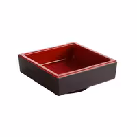 (6 adet) Kase - ASIA PLUS - Melamin - 50ml - köşeli - 75x75mm - Derinlik:30mm - Siyah/Kırmızı
