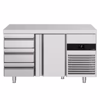 Commercial Counter Fridge PREMIUM - 1400x700mm - with 1 door - 3 drawers - capacity 281 litres