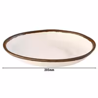 (6 adet) CROCKER - Düz Tabak - Melamin, Ø205mm, Beyaz / Kahverengi