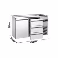 Direct Draw Beer Dispenser / Kegerator PREMIUM - 1550x700mm - 1 Solid Door & 3 Drawers