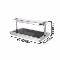 Inbyggd Värmeplatta i rostfritt stål - drop-in - 1135 mm - 3x GN 1/1 - 1,35 kW - med hygienskydd i glas