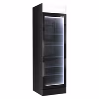 Frigorífico expositor de bebidas - 595mm - 345L - design sem moldura - 1 porta de vidro & iluminação LED multicolorida - com indicação/painel digital de temperatura - Preto