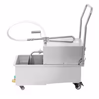 Filtar za friteznо ulje s ispusnim ventilom - 510x850x965 mm | 550 W | 220–240 V | 50 Hz | kapacitet filtracije do 48 l/min - nehrđajući čelik | s kotačima - uključuje 5 filtera