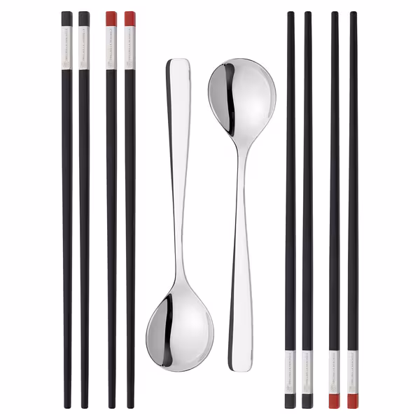 (10 pieces) ZWILLING | Chopstick & Soup Spoon Set – 4 pairs + 2 spoons - 18/10 stainless steel