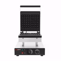 Commercial Waffle Maker - Single - Manual - 2kW - Shape: Brussels - plates with Teflon coating