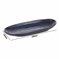 (6 adet) LOOPS - Düz Tabak - Oval - Melamin, 280x135mm, Mavi / Gri