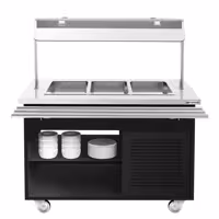 Carrello buffet freddo DANZIG - 1300mm - per 3x GN 1/1 - con scorrivassoio - Nero