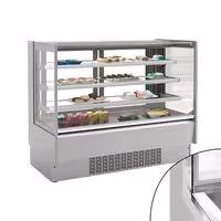 Commercial cake display fridge - 365L - 1250mm - Double glazing - with 3 adjustable shelves - rear sliding doors