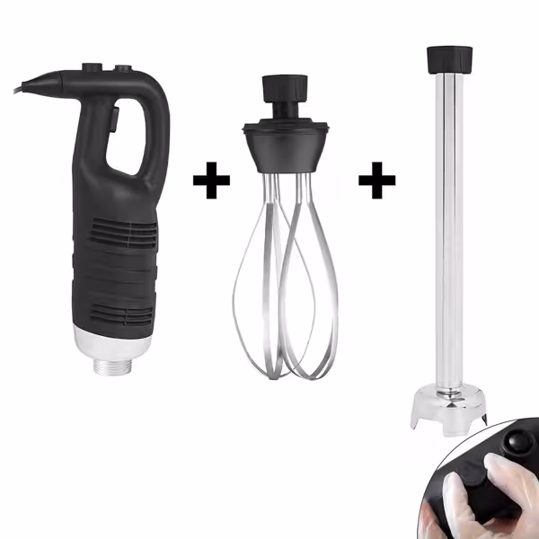 Ipari botmixer cserélhető szárakkal 500 és 250 mm-es keverőszár és habverővel - 850 W - Fokozatmentesen állítható sebesség - max. 200 l-ig