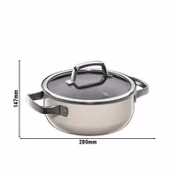WMF | Fusiontec Mineral – Cocotte – Ø 200 mm – 2,4 litres – avec couvercle en verre – Macadamia