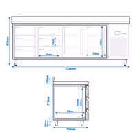 Commercial Counter Fridge PREMIUM - 2330x700mm - with 2 doors - 6 drawers - with upstand