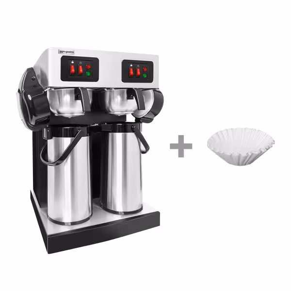 Filtre Kahve Makinesi profesyonel - 2x 2,2L - 3,80 kW - kireç temizleme ile - 2 pompalı termos dahil