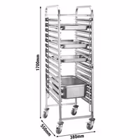 Inox kolica za GN plehove - za 16 GN 1/1 - kotači Ø 125 mm (2 s kočnicom)