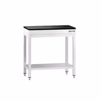 Rozsdamentes acél munkaasztal PREMIUM - 600x600 mm - alsó polccal - gránit munkalappal