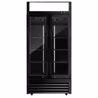 Commercial Beverage Display Fridge - 925mm - 630 Litres - with 2 hinged glass doors - LED lighting - digital controller with temperature display - Black - Temperature range 2 to 8 °C