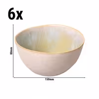 (6 pcs) Dessert Bowl - Light Blue Sea - Stoneware - 800ml - round - Ø 150mm - Blue
