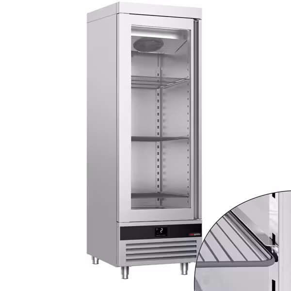 Szafa chłodnicza ze stali nierdzewnej PREMIUM - GN 2/1 - 700 litrów - z 1 szklanymi drzwiami