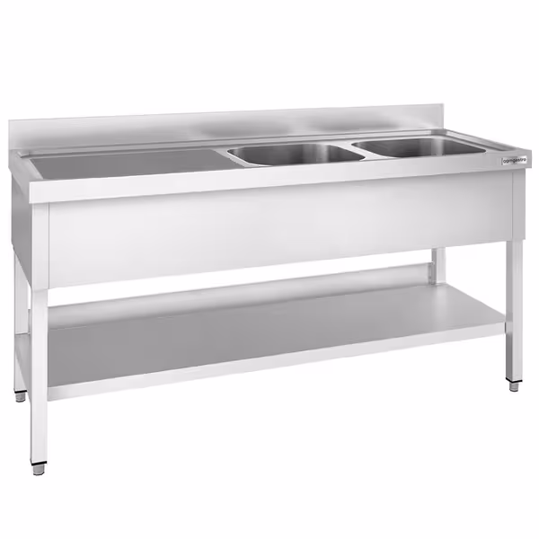 Sudoper PREMIUM - 1800x700 mm - s donjom policom - s 2 koritima - korito desno - inox