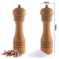 (6 Stück) Salz- & Pfeffermühlen - ETERNAL - Holz - Höhe: 230mm - Beige
