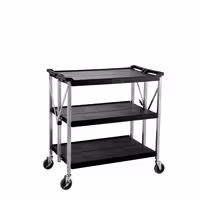 Cărucior de servire – pliabil – din plastic, 880 x 500 mm – cu 3 rafturi