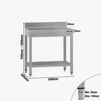 طاولة عمل ستانلس ستيل ECO - 600x600mm - مع رف سفلي
