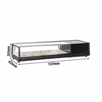 Witryna chłodnicza do sushi – 6x GN 1/3 – od 0 do +12 °C – czarna