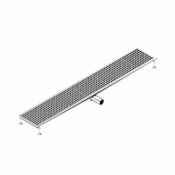 Podni odvod od nehrđajućeg čelika – 1850 x 300 mm – ugradnja u ravnini s podom i bočni izlaz – Ø 70 mm
