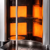 Gas Doner Kebab Grill (Shawarma/Gyros) – with Bottom Motor – ROBAX® Glass – 10 Burners – max. 90 kg – 20 kW