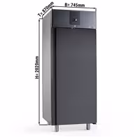 Jäätelöpakastinkaappi PREMIUM PLUS - 745 mm - 647 l - 1 ovi - vedettävät laatikot, LED-valaistus, digitaalinen näyttö, automaattinen sulatus, kiertoilmajäähdytys, lukittava, hiljainen käynti - Antrasiitti