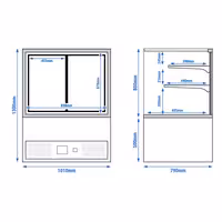 Commercial cake display fridge - 470L - 1010mm - Double glazing - with 2 shelves - rear sliding glass doors - Black