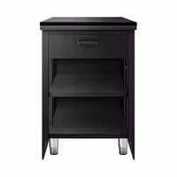 Checkout Counter TORONTO - 600mm - Wood-effect front panel - Matt black finish - Stainless steel body
