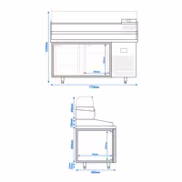 Stół chłodniczy do pizzy PREMIUM PLUS - 1738x800mm - z blatem granitowym - 2‑drzwiowy - z nadstawką chłodniczą - 6x GN 1/3