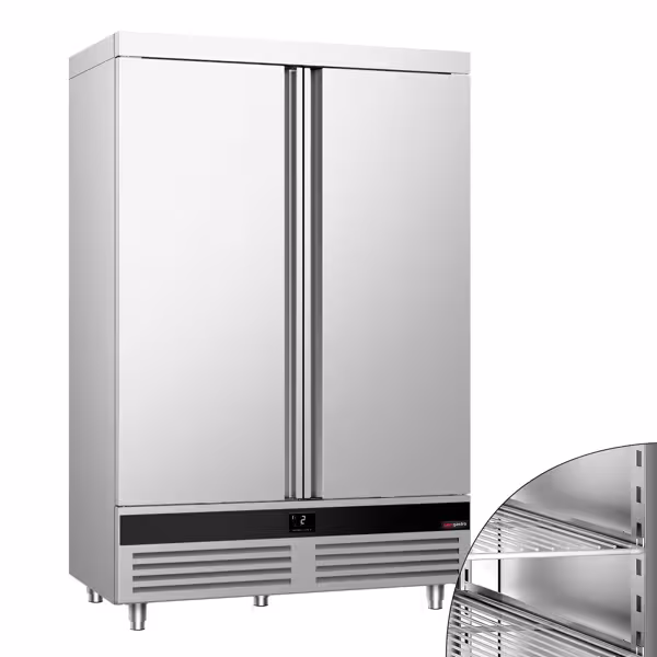 Szafa chłodnicza ze stali nierdzewnej PREMIUM – GN 2/1 – 1400 litrów – dwudrzwiowa