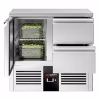Commercial Counter Fridge PREMIUM - 900x700mm - with 1 door - 2 drawers - capacity 220 litres