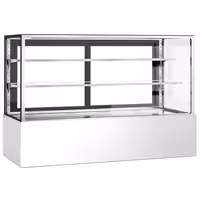 Commercial cake display fridge - Double glazing - square - with 3 adjustable shelves - rear sliding doors - for patisserie - 725L - 1800mm