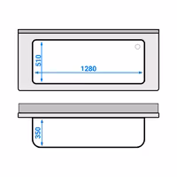 Sudoper za lonce ECO - 1600x700 mm - s donjom policom - s 1 koritom - korito sredina - inox