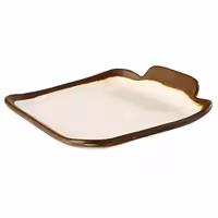 (6 adet) CROCKER - Düz Tabak - Dikdörtgen Düz - Melamin, 140x130mm, Beyaz / Kahverengi