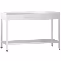 Mesa de trabajo de acero inoxidable | central PREMIUM - 1200x700mm - con estante inferior y refuerzo omega - con tabla de corte blanca