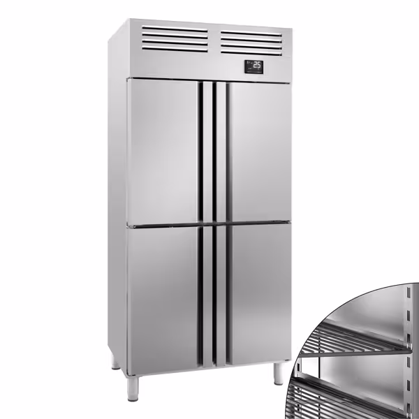 Szafa chłodnicza ze stali nierdzewnej Premium PLUS – GN 1/1 – 745 litrów – z 4 półdrzwiami