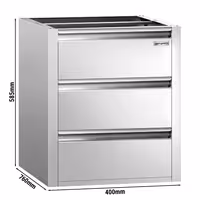 Ladičar PREMIUM - 3 ladica - inox - modul 400x760 mm - 400x760x585 mm - kompatibilno sa serijom 800