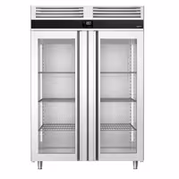 Szafa mroźnicza PREMIUM – stal nierdzewna – GN 2/1 – 1400 L – z 2 drzwiami szklanymi